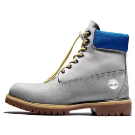 Premium 6-Inch Waterproof Boot „Grau mit blauem Kragen“