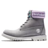 Premium 6-Inch Waterproof Boot „Graues Nubukleder mit violettem Logo am Kragen“