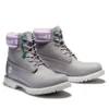 Premium 6-Inch Waterproof Boot „Graues Nubukleder mit violettem Logo am Kragen“