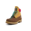 Premium 6-Inch Waterproof Boot mit breiter Passform, wasserdicht „Braunes Nubukleder mit gelbem und rotem Kragen“