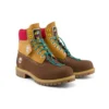 Premium 6-Inch Waterproof Boot mit breiter Passform, wasserdicht „Braunes Nubukleder mit gelbem und rotem Kragen“