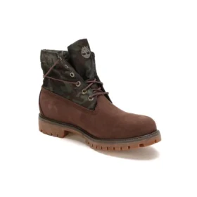 Roll-Top-Mid-Top-Stiefel „Braun-Grün-Camouflage-Print“