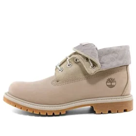 Roll Top Stiefel Basic „Beige mit Hellgrau“