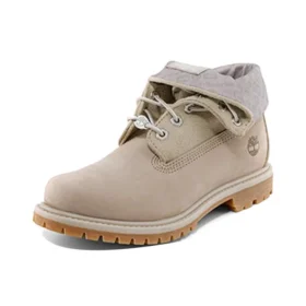 Roll Top Stiefel Basic „Beige mit Hellgrau“