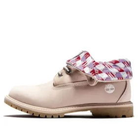 Roll-Top-Stiefel Basic „Hellrosa mit Karomuster“