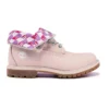 Roll Top Wide Fit Stiefel Basic „Hellrosa mit Karomuster“