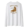 Shoe Logo Langarm-T-Shirt „Weiß Gelb“