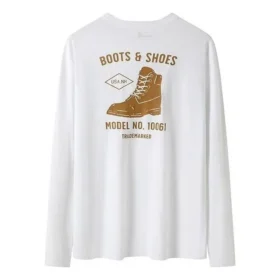 Shoe Logo Langarm-T-Shirt „Weiß Gelb“