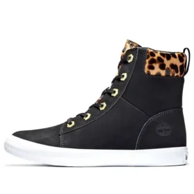 SKyla Bay 6-Inch Boot „Schwarzes Nubukleder mit Gepardenkragen“