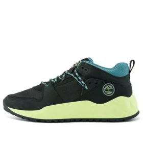 Solar Wave Mixed-Media-Sneaker „Schwarzes Nubuk mit Limette“