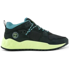 Solar Wave Mixed-Media-Sneaker „Schwarzes Nubuk mit Limette“