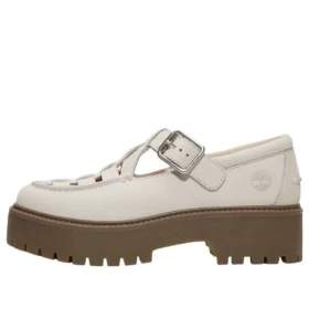 Stone Street Plateau-Schnallenstiefel „Beige Natural Nubuck“