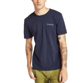 Timberland bedrucktes Kurzarm-Shirt mit Rundhalsausschnitt Blau