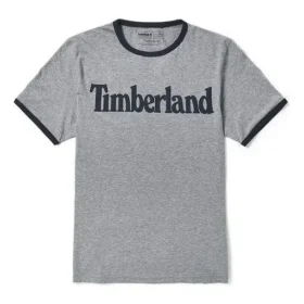 Timberland Colorblock Kragen Logo-Print Kurzarm Grau