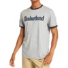 Timberland Colorblock Kragen Logo-Print Kurzarm Grau