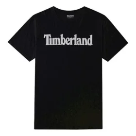 Timberland Freizeit-Shirt mit Rundhalsausschnitt und Aufdruck, kurzärmelig, Schwarz