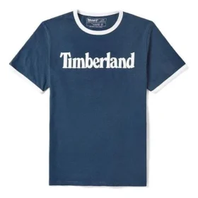 Timberland Freizeit-T-Shirt mit Rundhalsausschnitt und Aufdruck, kurzärmelig, blau