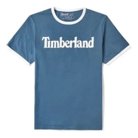 Timberland Freizeit-T-Shirt mit Rundhalsausschnitt und Aufdruck, kurzärmelig, blau