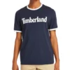 Timberland Freizeit-T-Shirt mit Rundhalsausschnitt und Aufdruck, kurzärmelig, blau