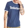 Timberland Freizeit-T-Shirt mit Rundhalsausschnitt und Aufdruck, kurzärmelig, blau