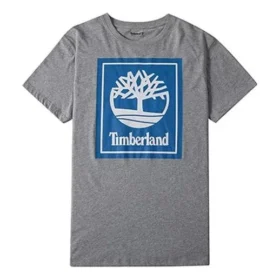 Timberland Freizeit-T-Shirt mit Rundhalsausschnitt und Aufdruck, kurzärmelig, grau