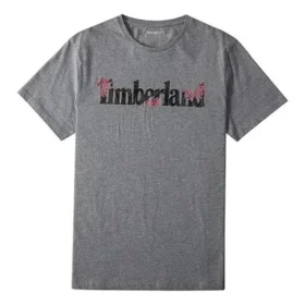 Timberland Freizeit-T-Shirt mit Rundhalsausschnitt und Aufdruck, kurzärmelig, grau