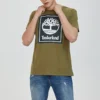 Timberland Freizeit-T-Shirt mit Rundhalsausschnitt und Aufdruck, kurzärmelig, grün