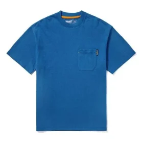 Timberland Gelb gemustertes Cargo-Shirt mit Rundhalsausschnitt und Shorts, Blau