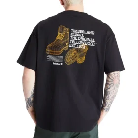 Timberland Gelb gemustertes Cargo-Shirt mit Rundhalsausschnitt und Shorts, Schwarz