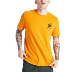 Timberland Kurzarm-Shirt mit Rückenmuster, orange