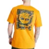Timberland Kurzarm-Shirt mit Rückenmuster, orange