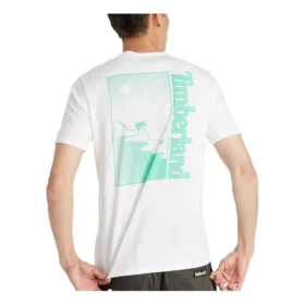 Timberland Kurzarm-Shirt mit Rundhalsausschnitt und Rückenaufdruck, Weiß