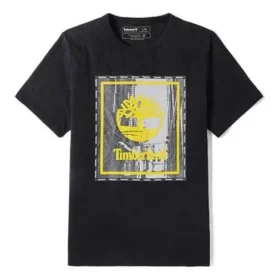 Timberland Rundhals-T-Shirt mit Aufdruck, kurzärmelig, Schwarz