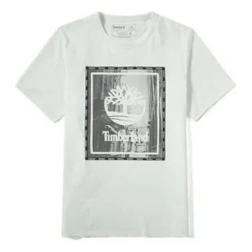 Timberland Rundhals-T-Shirt mit Aufdruck, kurzärmelig, weiß