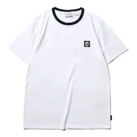 Timberland SS20 CoolMax Logo Shorts mit Kurzarm und Rundhalsausschnitt, Weiß