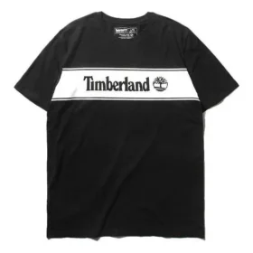 Timberland SS20 Kontrastfarben Logo-Aufdruck Kurzarm Schwarz