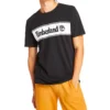 Timberland SS20 Kontrastfarben Logo-Aufdruck Kurzarm Schwarz