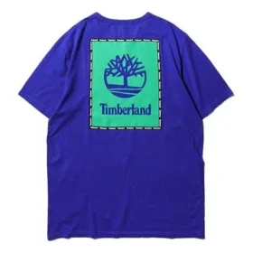 Timberland SS20 Logo-Print Kurzarm-Shirt Blau