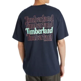 Timberland SS20 mit Aufdruck, Rundhalsausschnitt, Shorts mit kurzen Ärmeln, Blau