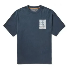 Timberland T-Shirt mit Aufdruck und Rundhalsausschnitt Blau