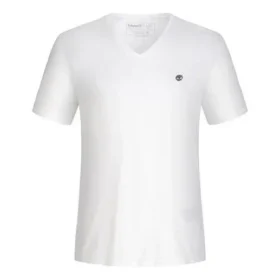 Timberland T-Shirt mit gesticktem Logo, V-Ausschnitt, Shorts, Weiß