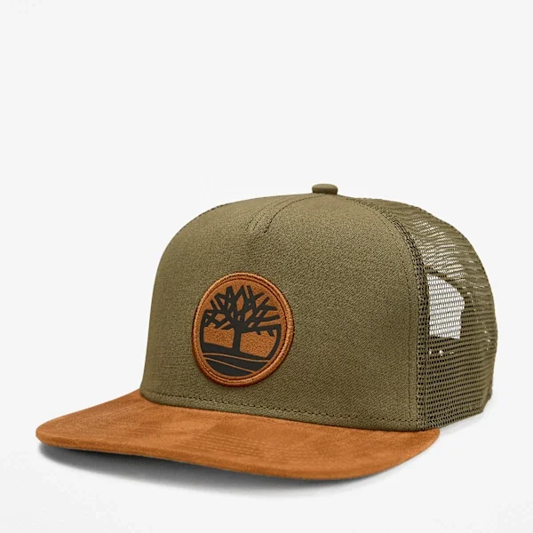 Trucker-Hut mit flacher Krempe aus Kunstwildleder Trucker-Hut mit flacher Krempe aus Kunstwildleder