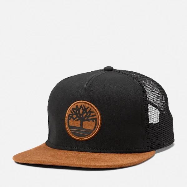 Trucker-Hut mit flacher Krempe aus Kunstwildleder Trucker-Hut mit flacher Krempe aus Kunstwildleder