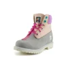 Valentines Day 6-Inch Premium Waterproof Boot mit breiter Passform „Graues und beiges Nubukleder mit violettem Kragen“