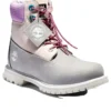Valentinstag – 6-Inch Premium Waterproof Boot „Graues und beiges Nubukleder mit violettem Kragen“