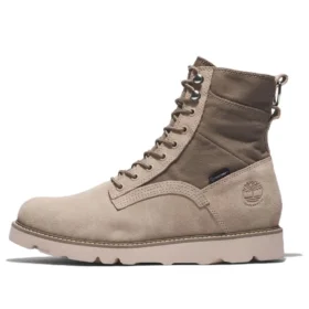 Vibram wasserdichte Stiefel aus Leder und Stoff „Beige Suede“