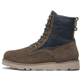 Vibram wasserdichte Stiefel aus Leder und Stoff „Olive Green Suede“